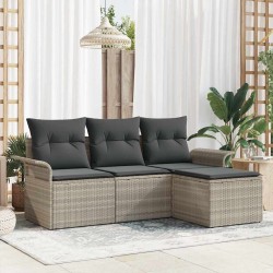 Ensemble de canapé de jardin 4 pcs Gris clair Poly rotin 564913564913