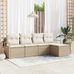 Ensemble de Canapés avec coussin 5 pcs Beige et crème polyrotin 564916564916