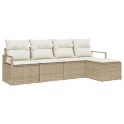 Ensemble de Canapés avec coussin 5 pcs Beige et crème polyrotin 564916564916
