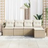 Ensemble de Canapés avec coussin 5 pcs Beige et crème polyrotin 564916564916