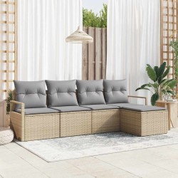 Ensemble de Canapés 5 pcs Beige et Gris clair polyrotin 564918564918