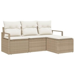 Ensemble de Canapés avec coussin 4 pcs Beige et crème polyrotin 564919564919