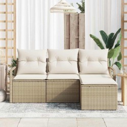 Ensemble de Canapés avec coussin 4 pcs Beige et crème polyrotin 564919564919