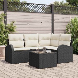 Ensemble de canapé de jardin 5 pcs Noir et Blanc polyrotin 564925564925