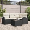 Ensemble de canapé de jardin 5 pcs Noir et Blanc polyrotin 564925564925