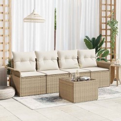 Ensemble de canapé de jardin 5 pcs Beige et crème polyrotin 564928564928