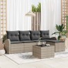 Ensemble de Canapés avec coussin 6 pcs Gris clair polyrotin 564929564929