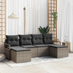 Ensemble de Canapés avec coussin 6 pcs Gris polyrotin 564936564936