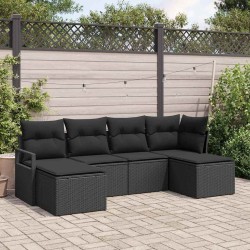 Ensemble de Canapés avec coussin 6 pcs Noir polyrotin 564938564938