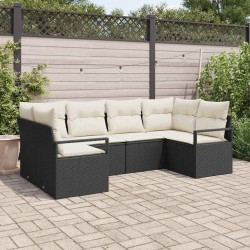 Ensemble de canapé de jardin 6 pcs Noir et Blanc polyrotin 564939564939