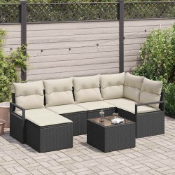 Ensemble de Canapés 7 pcs Marron et Crème polyrotin 564942564942