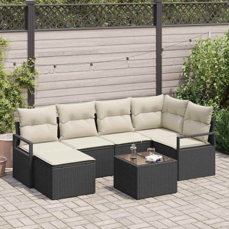 Ensemble de Canapés 7 pcs Marron et Crème polyrotin 564942564942