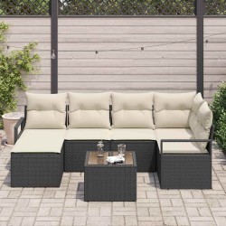 Ensemble de Canapés 7 pcs Marron et Crème polyrotin 564942564942