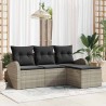 Ensemble de Canapés avec coussin 4 pcs Gris clair polyrotin 564943564943