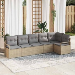 Ensemble de canapé de jardin 6 pcs Beige et Gris clair 564945564945