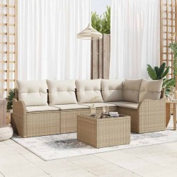 Ensemble de canapé de jardin 6 pcs Beige polyrotin 564946564946