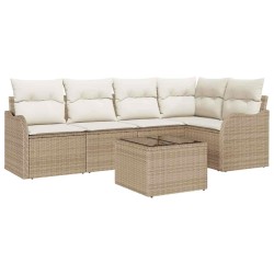 Ensemble de canapé de jardin 6 pcs Beige polyrotin 564946564946