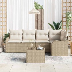 Ensemble de canapé de jardin 6 pcs Beige polyrotin 564946564946