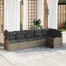 Ensemble de canapé de jardin avec stockage 6 pcs Gris polyrotin 564947564947