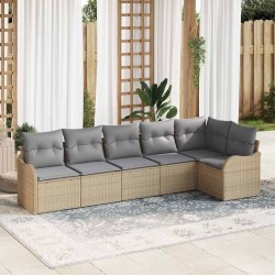 Ensemble de canapé de jardin 6 pcs Beige polyrotin 564950564950