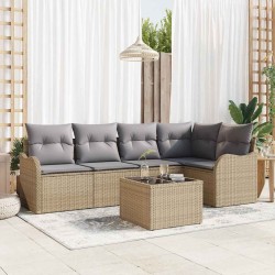 Ensemble de canapé de jardin 6 pcs Beige polyrotin 564951564951