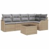 Ensemble de canapé de jardin 6 pcs Beige polyrotin 564951564951