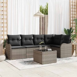 Ensemble de canapé de jardin avec stockage 6 pcs Gris polyrotin 564952564952