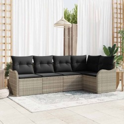 Ensemble de canapé de jardin 5 pcs Gris clair polyrotin 564954564954