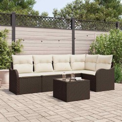 Ensemble de canapé de jardin 6 pcs Marron polyrotin 564957564957