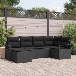 Ensemble de Canapés avec coussin 6 pcs Noir polyrotin 564958564958