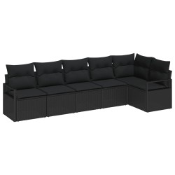Ensemble de canapé de jardin avec coussin 6 pcs Noir polyrotin 564959564959
