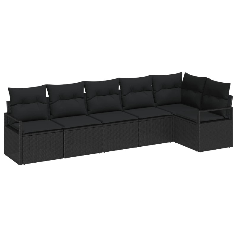 Ensemble de canapé de jardin avec coussin 6 pcs Noir polyrotin 564959564959