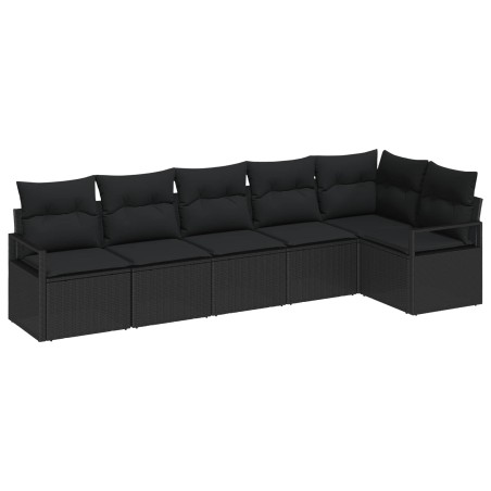 Ensemble de canapé de jardin avec coussin 6 pcs Noir polyrotin 564959564959