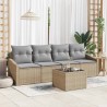 Ensemble de Canapés avec coussin 5 pcs Beige et gris polyrotin 564961564961