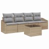 Ensemble de Canapés avec coussin 5 pcs Beige et gris polyrotin 564961564961
