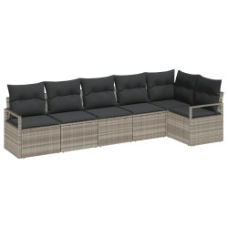 Ensemble de canapé de jardin 6 pcs Gris clair polyrotin 564962564962