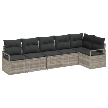 Ensemble de canapé de jardin 6 pcs Gris clair polyrotin 564962564962
