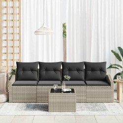 Ensemble de Canapés 5 pcs Gris clair et gris foncé polyrotin 564972564972
