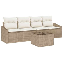 Ensemble de Canapés avec coussin 5 pcs Beige et crème polyrotin 564973564973