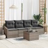 Ensemble de Canapés avec coussin 5 pcs Gris polyrotin 564974564974