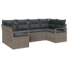 Ensemble de canapé de jardin avec coussin 6 pcs Gris polyrotin 564976564976