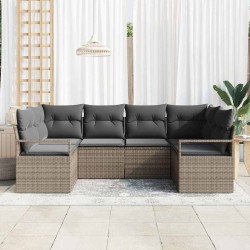 Ensemble de canapé de jardin avec coussin 6 pcs Gris polyrotin 564976564976