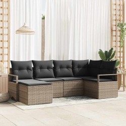 Ensemble de Canapés avec coussin 6 pcs Gris polyrotin 564977564977