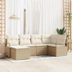Ensemble de Canapés avec coussin 6 pcs Beige et crème polyrotin 564978564978