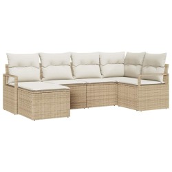 Ensemble de Canapés avec coussin 6 pcs Beige et crème polyrotin 564978564978