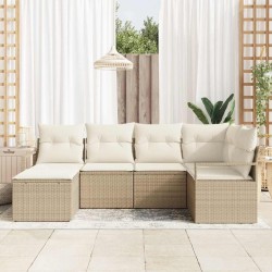 Ensemble de Canapés avec coussin 6 pcs Beige et crème polyrotin 564978564978