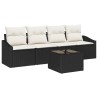 Ensemble de Canapés avec coussin 5 pcs Noir et Crème polyrotin 564984564984