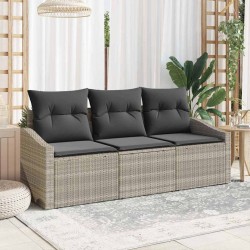 Ensemble de canapé de jardin 3 pcs Gris clair polyrotin 564986564986