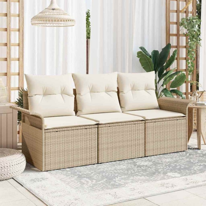 Ensemble de canapé de jardin 3 pcs Beige Poly rotin 564987564987
