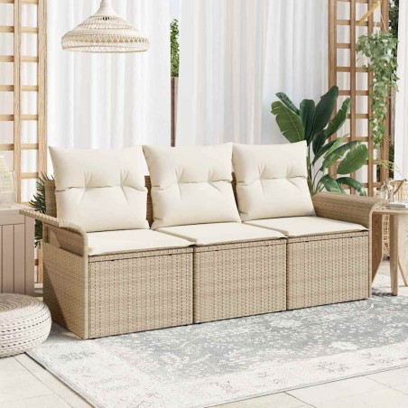 Ensemble de canapé de jardin 3 pcs Beige Poly rotin 564987564987